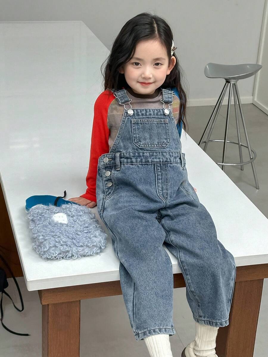 DAZY 年轻女孩休闲韩版风格做旧洗水连体裤秋冬 - 藍色 - 查看 1
