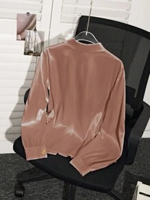 GlowEve Áo cánh tay dài màu trơn thiết kế cúc hoa kim loại thanh lịch cho nữ - Đồng - Xem 2