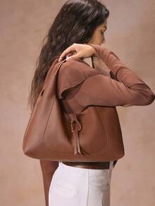 SHECARRY 时尚简约大容量单肩包 - 棕色 - 查看 9