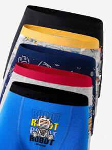 7件装男童纯棉舒适可爱科幻机器人印花三角裤 - 彩色 - 查看 6