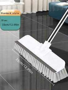 SHEIN 1 件（二合一）长柄硬毛地板刷，适用于深层清洁甲板、浴室、浴缸、瓷砖、灌浆、厨房、游泳池、露台、车库 - 灰色 - 适合房主和清洁爱好者 - 重型清洁的理想选择 - 乔迁贺礼 - 白色 - 查看 6