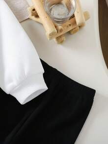 SHEIN 2 件套女婴可爱卡通图案长袖运动衫和裤子套装，秋冬秋季衣服 - 彩色 - 查看 8