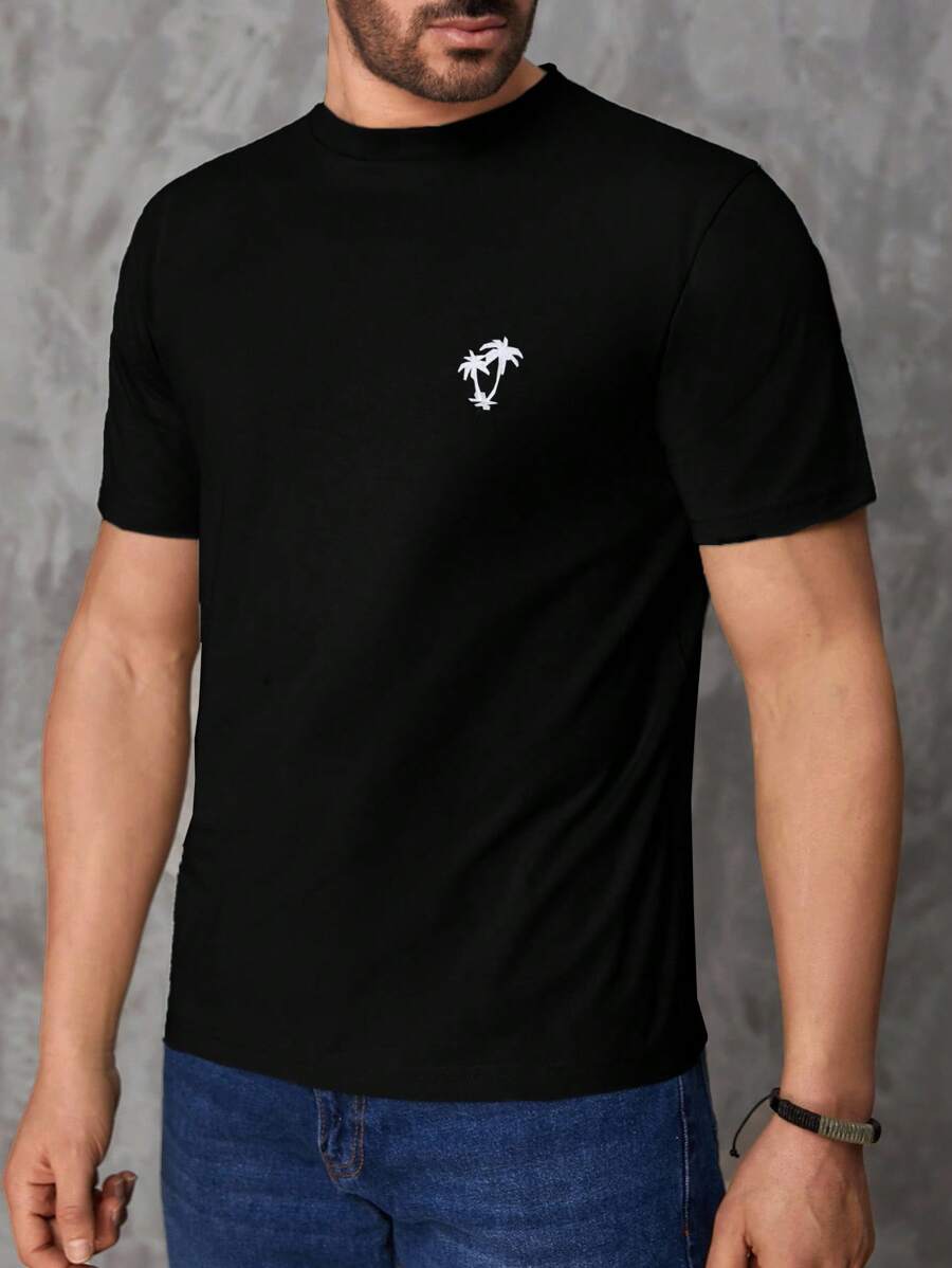 RueChic Men Tropical Print Tee - Black - View 1