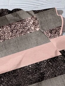 SHEIN LUNE 休闲简约粉色和金色仿机械条纹印花图案女式衬衫，适合夏季和初秋 - 彩色 - 查看 4