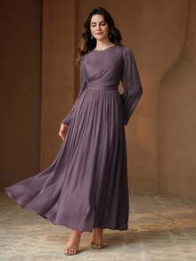 Anewsta Women's Long Sleeve Dress, Elegant & Versatile For Commuting, Spring/Autumn - Bold Plum - View 5