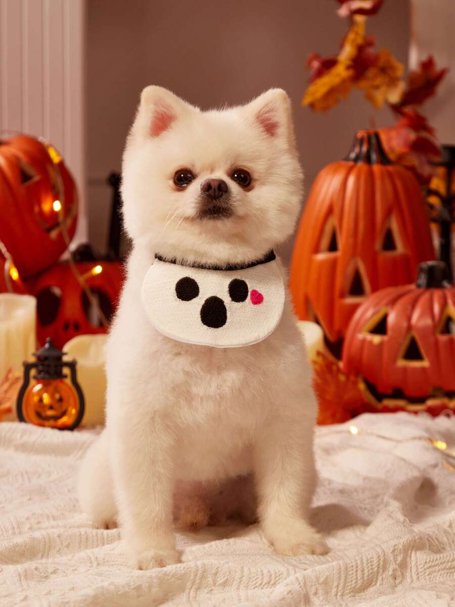 PETSIN White Cute Simple Ghost Style Pet Bibs, Pet Scarf , Halloween - Multicolor - View 1