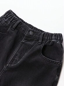 Tween Boys Denim Set, Loose Fit Distressed Black & Grey Jacket, Casual Vintage Straight Leg Washed Black & Grey Jeans Outfit Boys Jeans Suit Boys Denim Jacket And Jeans Set Black Jeans For Kids Boys Black Denim Outfit Set Jean Jacket Kids Fall Winter - Dark Grey - View 6