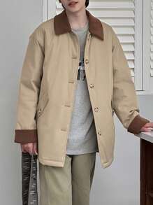 DAZY Youth (Boys) Contrast Color Padded Coat, Fall - Khaki - View 6