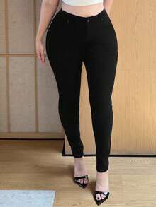 Dazy Plus Calça jeans feminina plus size, skinny e elástica, comprimento até o tornozelo, adequada para todas as estações