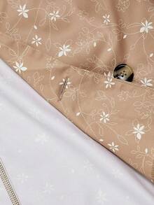 SHEIN MOD 秋冬大码碎花无袖风衣夹克 - 棕色 - 查看 6