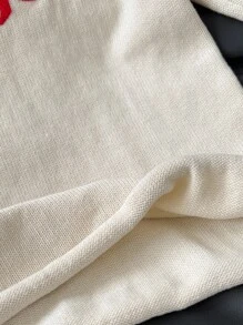 Elamini 女款 Y2K 休闲宽松卷边针织毛衣，饰龙虾刺绣图案