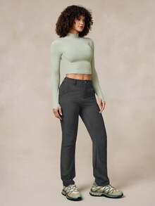 OutZeal 女士户外黑色裤子，适合露营、徒步旅行，防水弹力修身款，带口袋 - 深灰色 - 查看 7