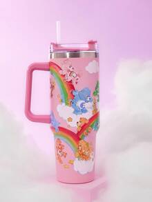 SHEIN X Care Bears 40oz Tumbler With Handle, Insulated Cup, Vacuum Insulated Water Bottle, Stainless Steel Travel Mug, Car Mug - Pink - View 2