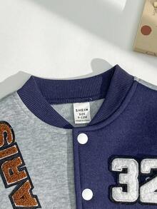 Chaqueta de béisbol casual, deportiva y versátil de estilo universitario, con ajuste holgado, adecuada para otoño/invierno, para niños y niñas, apta para uso diario y actividades al aire libre - Multicolor - Ver 3