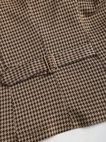 Sweetra 女士新款优雅复古休闲通勤简约高端针织两件套，背心无袖上衣和直筒阔腿裤套装 - 棕色 - 查看 5