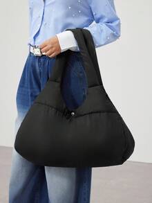Bolso de mano de gran capacidad para mujer para uso diario - Negro - Ver 2