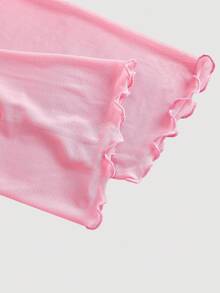 SHEIN MOD 粉色露肩网眼二合一喇叭袖长袖女式连衣裙，西部风、复古风、70 年代风、单身女郎风 - 粉色 - 查看 4