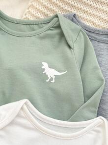 Top informal y versátil con estampado de dinosaurio para recién nacidos, tops elegantes multicolor para otoño/invierno - Multicolor - Ver 4