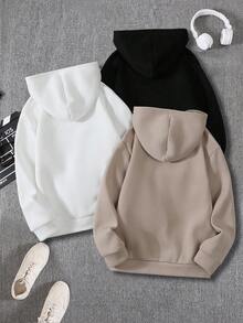 SHEIN 3件套少女休闲字母印花卫衣，通勤、上学、日常休闲和运动穿着皆宜，适合秋冬季节。 - 彩色 - 查看 2