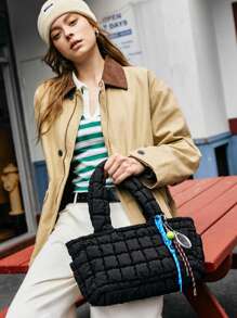 SHECARRY 多色条纹包带配羽毛羽毛球拍饰物