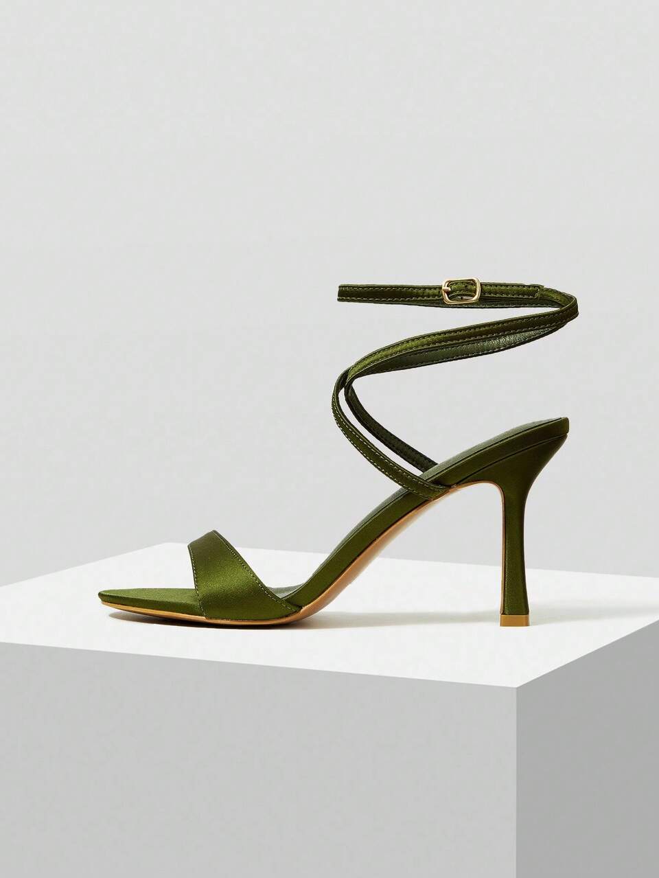 WOMEN'S ANKLE STRAP PU LEATHER HIGH HEEL SANDALS