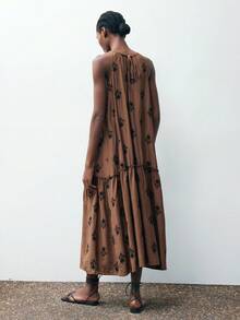 Maija Vestido holgado con estampado y bajo suelto, estilo vacacional, adecuado para el transporte urbano, casual de negocios, uso de oficina, atuendo de maestra, elegante, fiesta de Halloween, Navidad, vacaciones en la playa