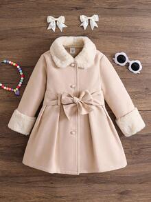 Emery Rose Kids Emery Rose Kids Young Girls Winter Clothes Fashionable Faux Fur Collar Belted Mid-Length Coat, Warm Jacket, Autumn/Winter Outerwear Girls Winter Coat Girls Dress Coat Toddler Girl Coat Baby Girl Coat Girls Faux Fur Coat Baby Girl Winter Coat Winter Clothing Winter Outwear Halloween S Fall