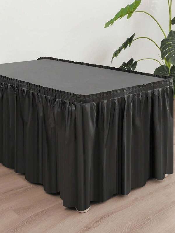 SHEIN 1 Set Rectangular Tablecloth & Table Skirt, PEVA Waterproof Anti-Oil Anti-Stain Decorative Set For Wedding Party,
