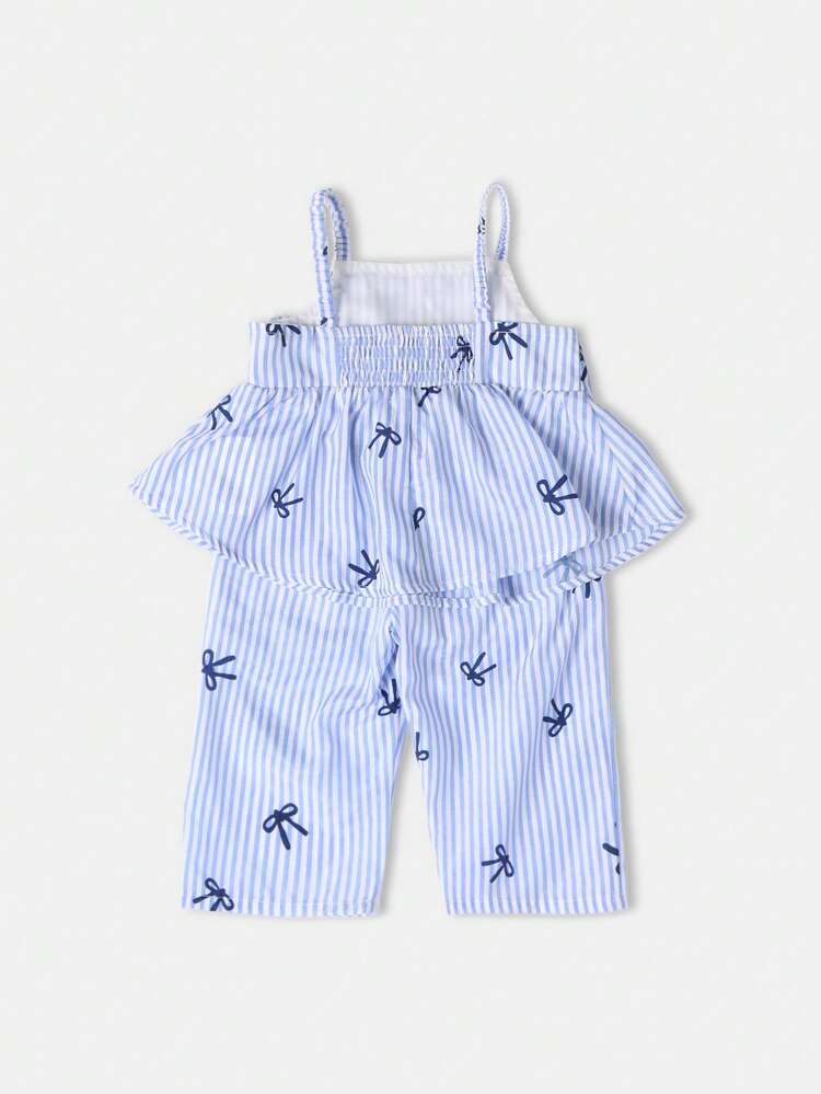 Bow Print Tank Top With Wide Leg Pants