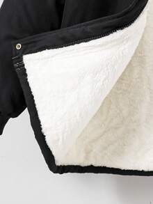 Tween Girl Long Hooded Padded Coat With Fur Collar And Large Pockets, Suitable For Casual Daily Wear, Commuting And School Fall Winter - Black - View 9