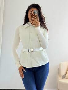 Rafferiza Islaluna Damen leichte gesteppte Taillenjacke, Herbst Damen gesteppte Weste - Aprikosenfarben - Übersicht 5