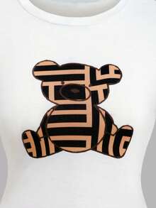 SHEIN Conjunto de camiseta de manga larga con cuello redondo y pantalones cómodos y minimalistas para adolescentes - Blanco - Ver 3