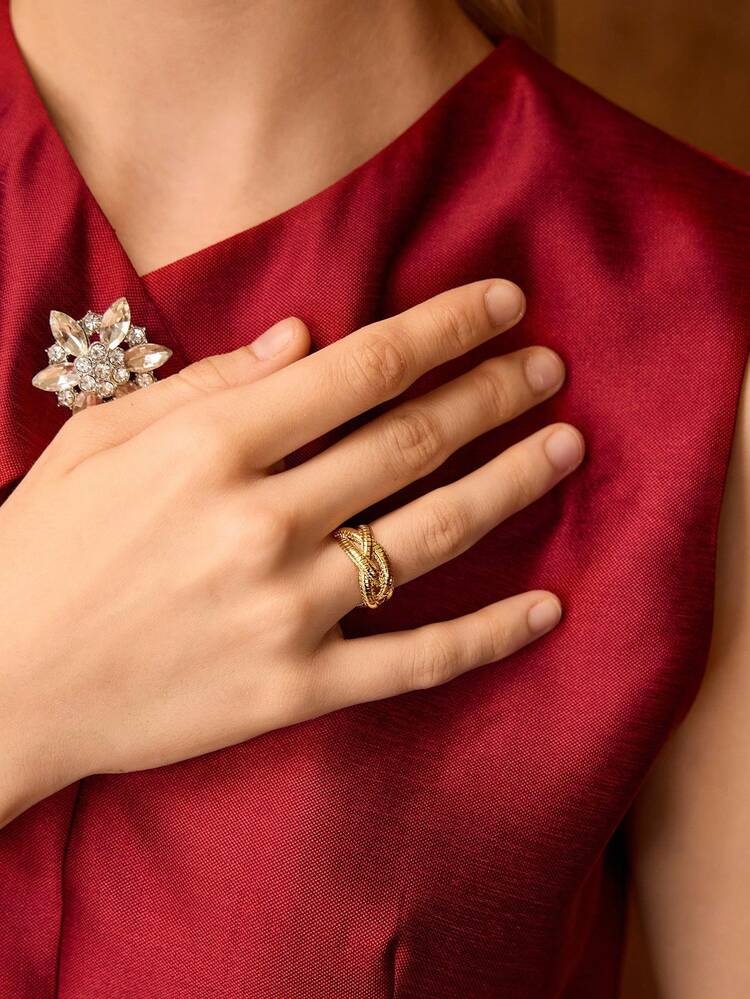 18K GOLD PLATED BRAIDED OPEN RING