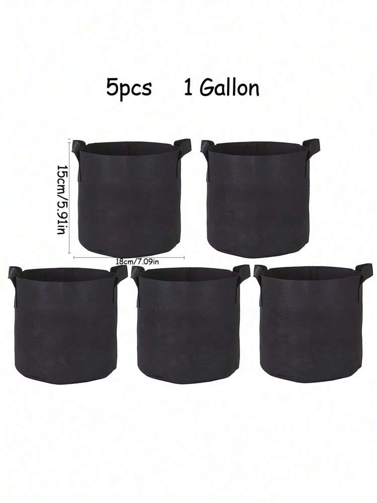 1-5個 1-10ガロン 厚手 不織布 持ち手付き 多目的 プランター バッグ 室内外 園芸 野菜 花 ハーブ 盆栽 クリスマス ホリデーギフト ガーデニング用品 プランター コンテナ グロウバッグ ギフトアイデア ペン、ペン、学用品 - ブラック - 見る 20