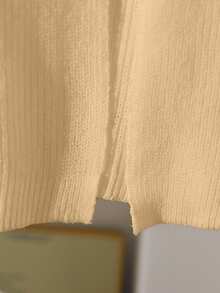 Tween Girl Solid Color Knitted Cardigan Fall Winter - Khaki - View 6