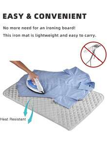 SHEIN 1 件桌面熨烫垫、磁性熨烫毯、便携式熨衣板套、可折叠耐热熨烫垫，适用于洗衣机和烘干机 - 銀色 - 查看 5