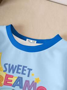 LOONEY TUNES X SHEIN Sudadera de cuello redondo de manga larga con estampado de letras y dibujos animados para bebé niño - Blanco - Ver 4