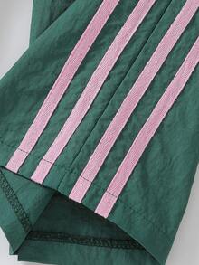 SHEIN Pantalones deportivos informales de bloques de color y rayas para niñas preadolescentes - Verde - Ver 3