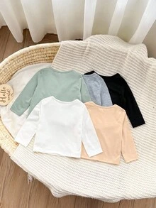 Top informal y versátil con estampado de dinosaurio para recién nacidos, tops elegantes multicolor para otoño/invierno - Multicolor - Ver 2