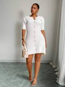 Veslaya Hàng mới về mùa Thu & Đông, Váy len cỡ lớn dành cho nữ mùa Thu - trắng - Xem 5