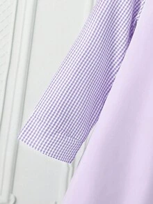 1pc Young Girl's Sweet Plaid Patchwork Long Sleeve Shirt Dress, With Hidden Zipper Design At Back, Comfortable & Cute Dress Suitable For Family Gathering, Outing, School And Other Occasions Bow Decoration, Back To School - Multicolor - View 4