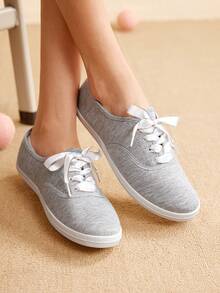 CUCCOO EASI Casual Comfortable Lace-Up Women Canvas Shoes, Versatile For Daily Wear - Grey - View 1