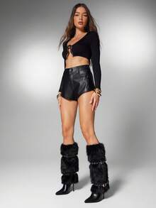 SHUZIA Botas altas hasta la rodilla con tacón de aguja y punta puntiaguda, decoradas con correa con hebilla, de moda para mujeres - Negro - Ver 4