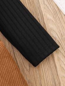 SHEIN Elladie kids Baby Girls Casual Versatile Long Sleeve Top And Skirt Set Fall Winter - Black - View 6