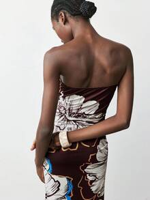 Maija Váy họa tiết hoa thanh lịch giản dị, thích hợp đi biển, lễ hội âm nhạc, khách dự tiệc cưới, tiệc sáng muộn, phong cách Boho, trang phục sinh nhật nữ, thu/đông - Màu Đỏ Sâu - Xem 3