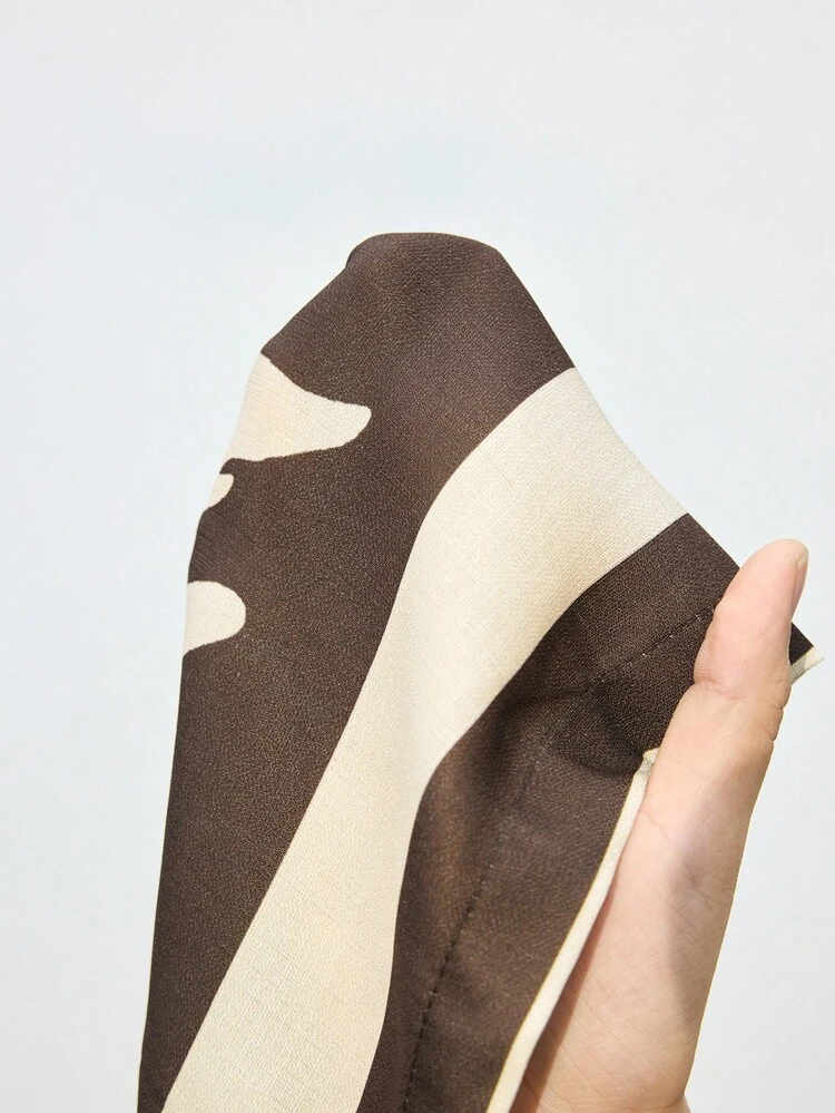 SHEIN Maija Women's Floral Print A-Line Skirt, High Waist Color Block Beach Holiday Bohemian Style Dress