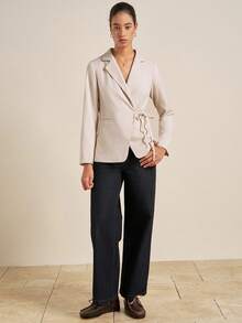 INAWLY 米色系带修身女式西装外套 - 米色 - 查看 3