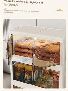 SHEIN 1 pièce Grand meuble de rangement, boîte de rangement pliable, meuble de rangement pour jouets pour salon, organisateur d'armoire à collations, armoire de cuisine, cadeau de Noël, bac de rangement, rangement sous le lit