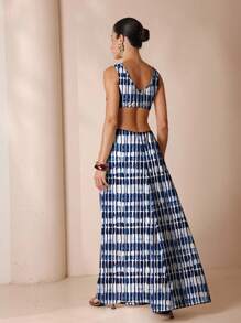Shutterstock Glamance Women's Fashionable Elegant Casual Printed Sleeveless Dress - Blue - View 2