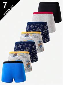 7件装男童纯棉舒适可爱科幻机器人印花三角裤 - 彩色 - 查看 5